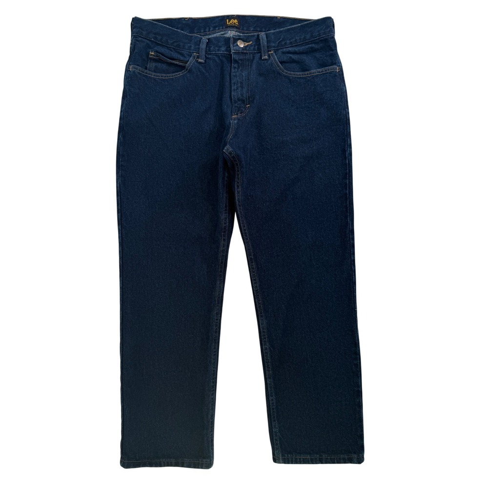 Lee Regular Fit Straight Leg Jeans Mens 36x29 Dark Indigo Blue 100% Cotton Denim